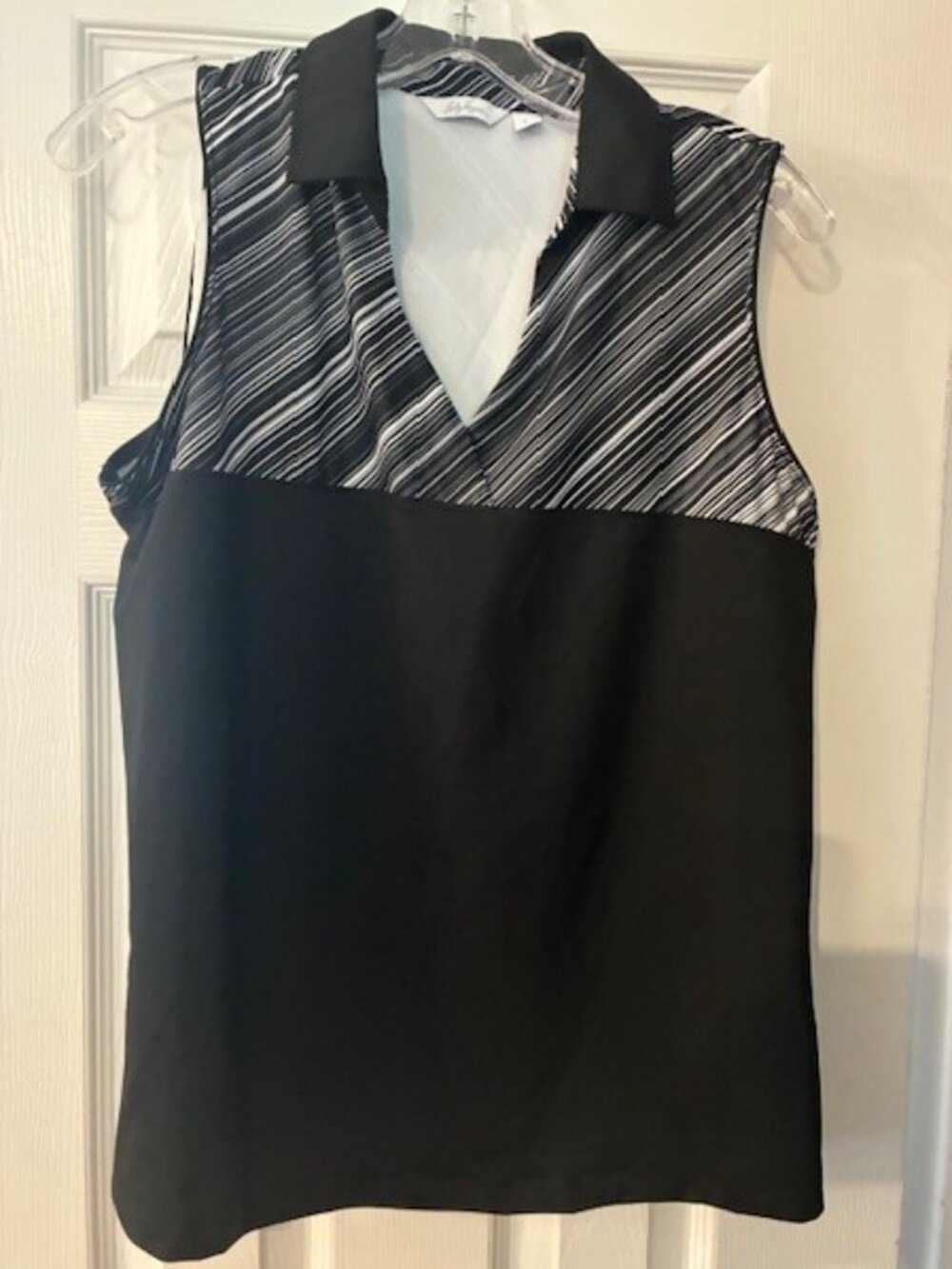 Lady Hagen Women's Black White Sleeveless Golf Tennis Pickleball Shirt Size L